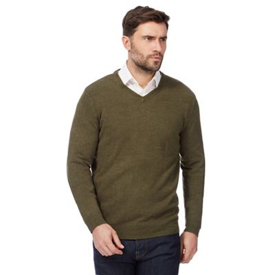 Big and tall big and tall green v neck jumper